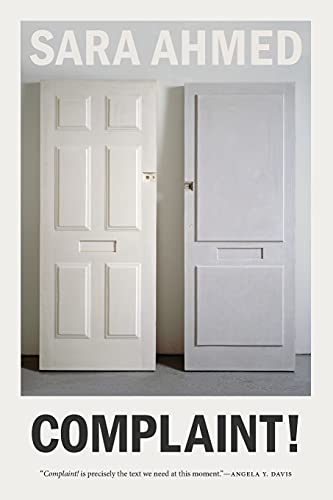 Book cover: white doors with text “Complaint!” by Sara Ahmed.