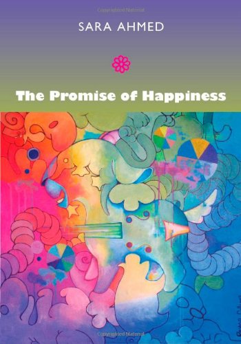 Book cover: "The Promise of Happiness" with abstract colorful artwork.