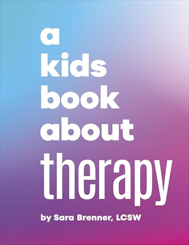 Book cover with text “A Kids Book About Therapy” on a gradient background.