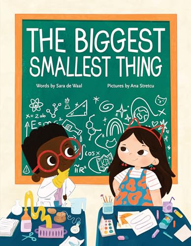 Book cover: two children with science doodles and experiments.