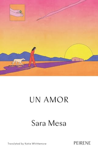 Book cover: woman walking a dog towards a sunset and building.
