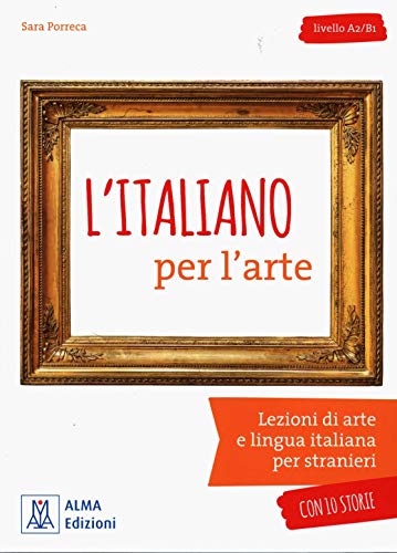 Italian language textbook cover featuring a gold ornate picture frame.