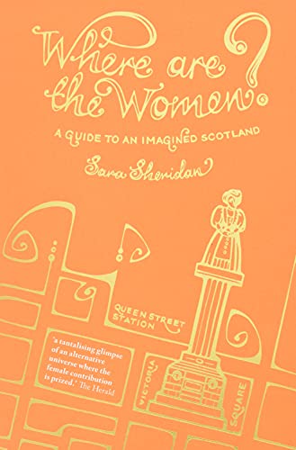 Orange book cover with illustrated map and a woman on a pedestal.