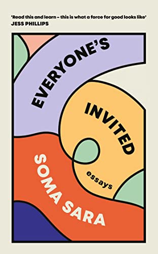 Book cover with swirling colorful arcs and the title "Everyone's Invited".