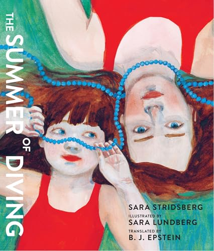 Painted book cover depicting two girls with blue beaded necklaces.
