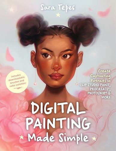 Book cover featuring a digital painting of a woman with space buns.