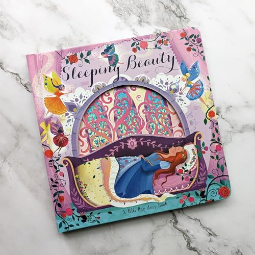 Sleeping Beauty" book cover with a circular flap and illustrated fairy tale scene.