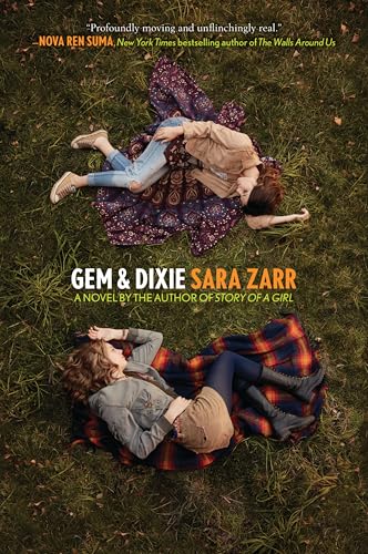 Book cover: two young women lying in grass with a patterned blanket.