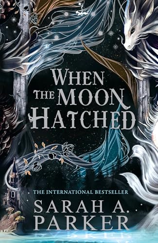 Book cover featuring a dragon, fantasy landscape, and the title When the Moon Hatched.