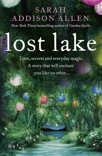 Book cover for "Lost Lake" with a forest scene and colorful lights.