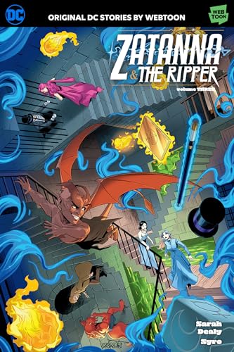 Comic book cover featuring Zatanna, a winged demon, and magical blue energy swirls.