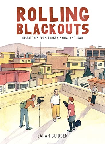 Book cover: “Rolling Blackouts” with illustration of a city and film crew.