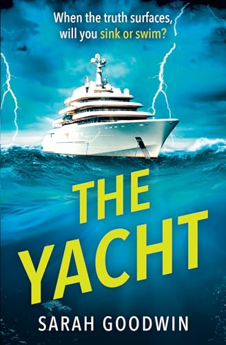 Book cover: a white yacht on stormy seas, with lightning above.