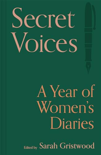 Dark green book cover with title “Secret Voices” and a pen illustration.