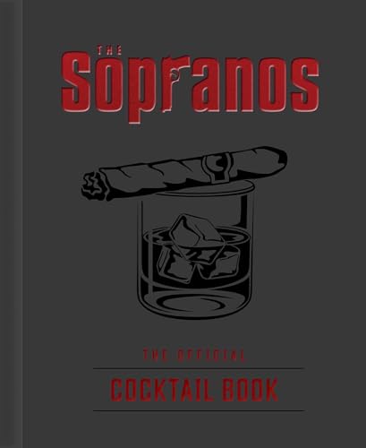 “The Sopranos” cocktail book cover with cigar and drink illustration.