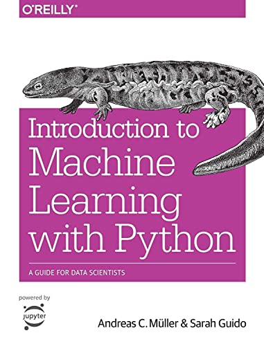 Book cover: "Introduction to Machine Learning with Python," featuring a lizard.