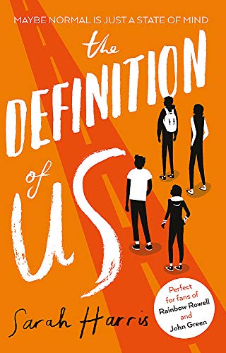Book cover: "The Definition of Us" with silhouettes of four young people.