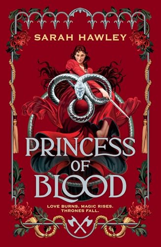 Book cover featuring a woman in a red dress with a coiled silver snake.