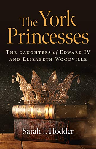 Book cover with gold text, a crown, and stacked antique books.