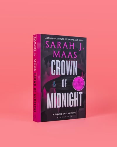 Book cover for "Crown of Midnight" by Sarah J. Maas, pink background.