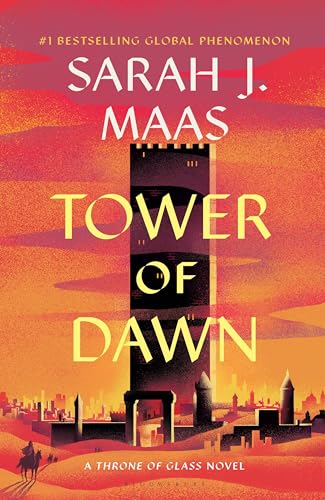 Book cover: "Tower of Dawn" with a tall tower and desert landscape.
