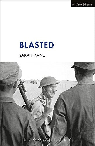 Play script "Blasted" by Sarah Kane, cover with soldiers in a field.