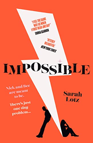 Book cover for “Impossible” with silhouettes of a couple falling backwards.