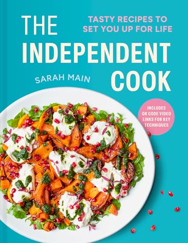Cookbook cover with roasted vegetables, yogurt, and pomegranate seeds.