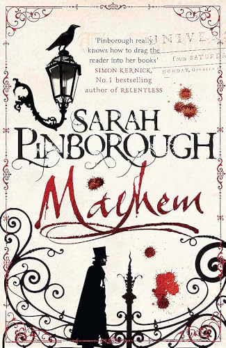 Book cover with ornate red border, lantern, raven, and shadowy figure.