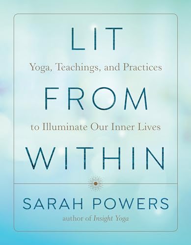 Book cover for “Lit From Within” by Sarah Powers, light blue background.