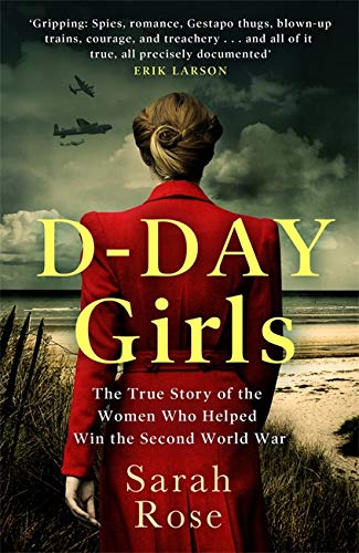 Book cover: woman in red coat, planes in sky, WWII history.