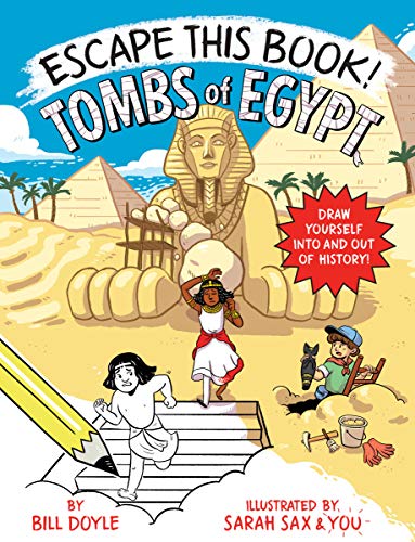 Book cover depicting an Egyptian scene with children and a large pharaoh statue.