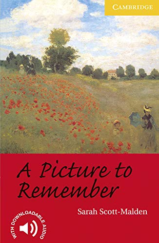 Poppy field painting with figures, book cover titled "A Picture to Remember".