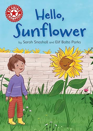 Book cover: boy looking at a large, smiling sunflower in a garden.