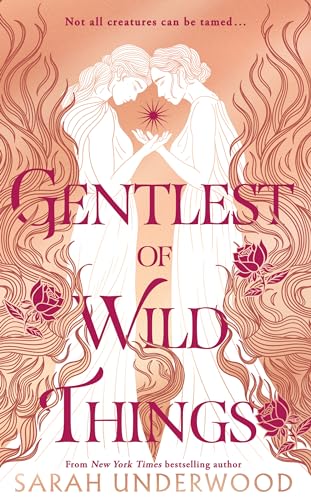 Book cover with two figures, floral designs, and title "Gentlest of Wild Things".