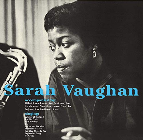 Black and white album cover with Sarah Vaughan and a trumpet player.
