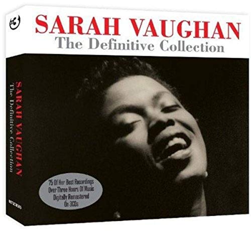 CD case for Sarah Vaughan’s “The Definitive Collection” with her portrait.