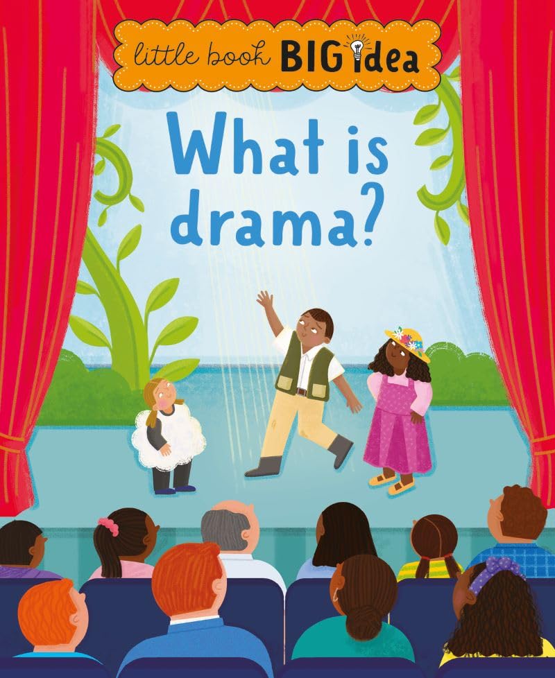 Book cover depicting children performing a play on stage for an audience.