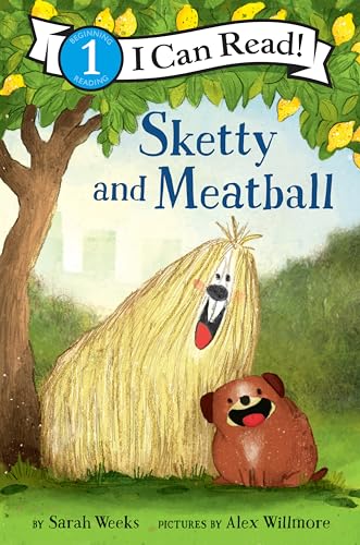 Book cover: a fluffy dog, a small brown puppy, and a lemon tree.
