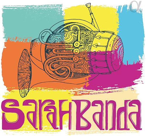 Colorful illustration of a sousaphone and drum with the text "Sarahbanda".
