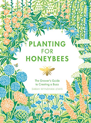 Book cover featuring a gold bee illustration surrounded by colorful botanical garden illustrations.