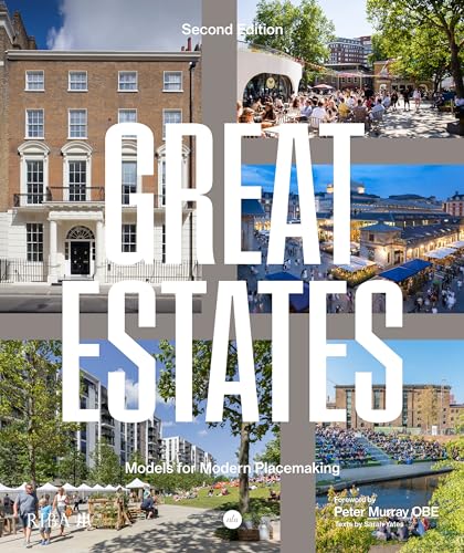 Book cover featuring architectural estates and urban landscapes, titled “Great Estates”.