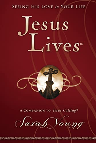 Book cover with a cross image and the title “Jesus Lives” in gold text.
