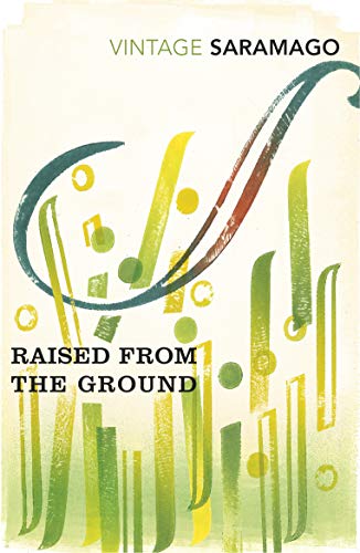 Book cover with abstract green and yellow grass-like shapes and text on cream background.