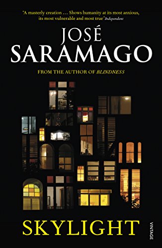 Book cover for "Skylight" by José Saramago, featuring illuminated windows.
