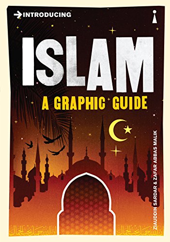 Book cover: “Islam: A Graphic Guide” with a crescent moon and cityscape.