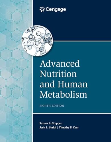 Textbook cover for Advanced Nutrition and Human Metabolism, Eighth Edition, featuring a molecular graphic.