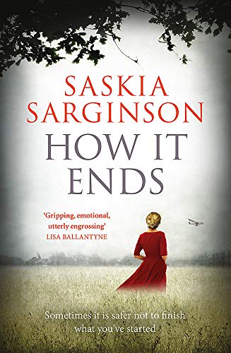 Book cover: woman in red dress standing in a field.