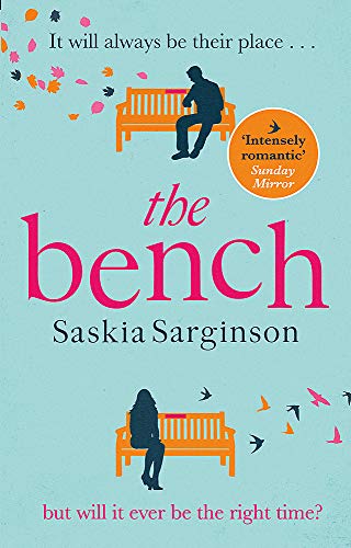 Book cover with title “The Bench”, illustrations of people on benches, falling leaves.