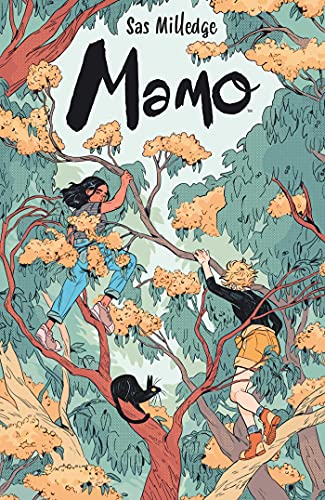 Book cover: two young people climbing a tree with a black cat.